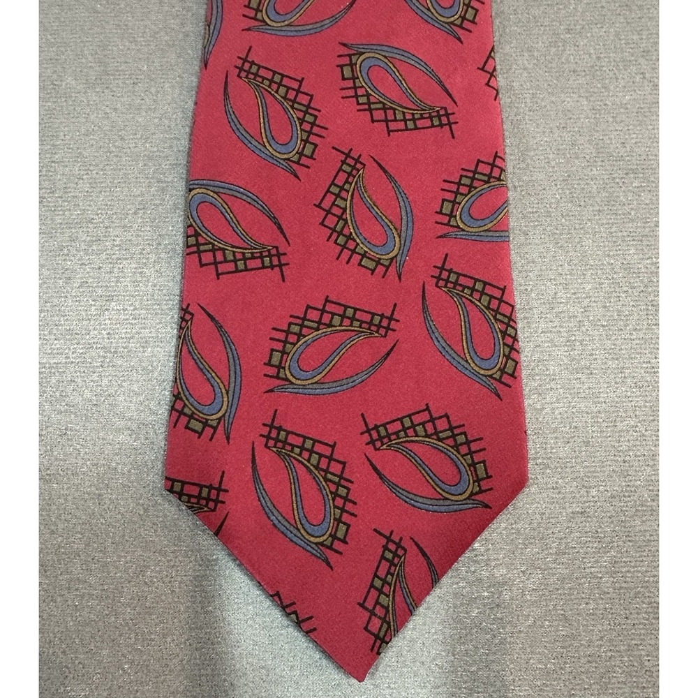 Vintage Chaps Ralph Lauren Tie 100% Silk Made in USA Geometric Necktie 56" x 4"